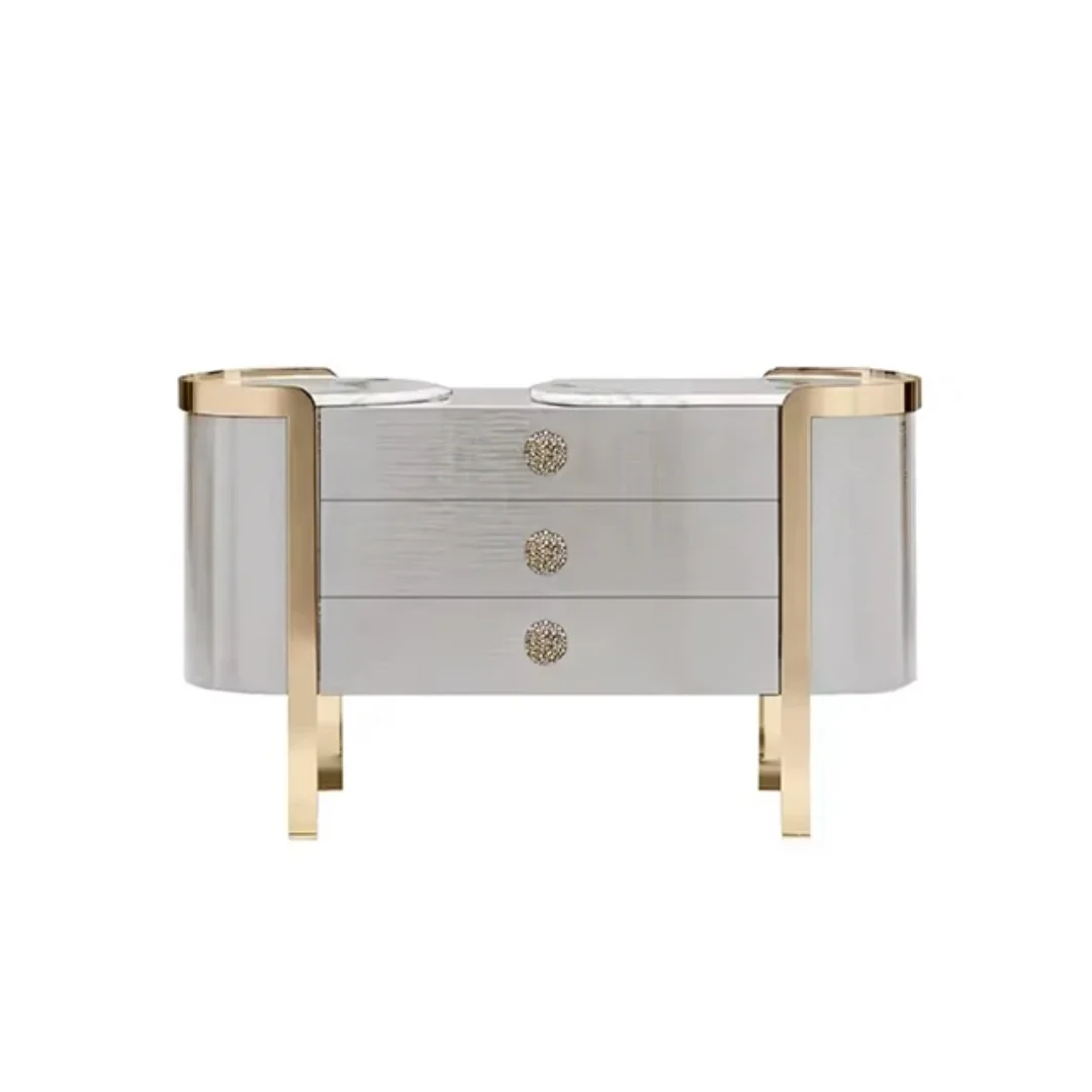Tamagawa Luxury Modern Gold Metal Legs Marble Top Console Table - Image 5