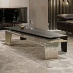 Narley Double-Layer Italian Light Luxury Coffee Table: Modern Elegance in Black and Gold - Image 2
