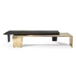 Narley Double-Layer Italian Light Luxury Coffee Table: Modern Elegance in Black and Gold - Image 3