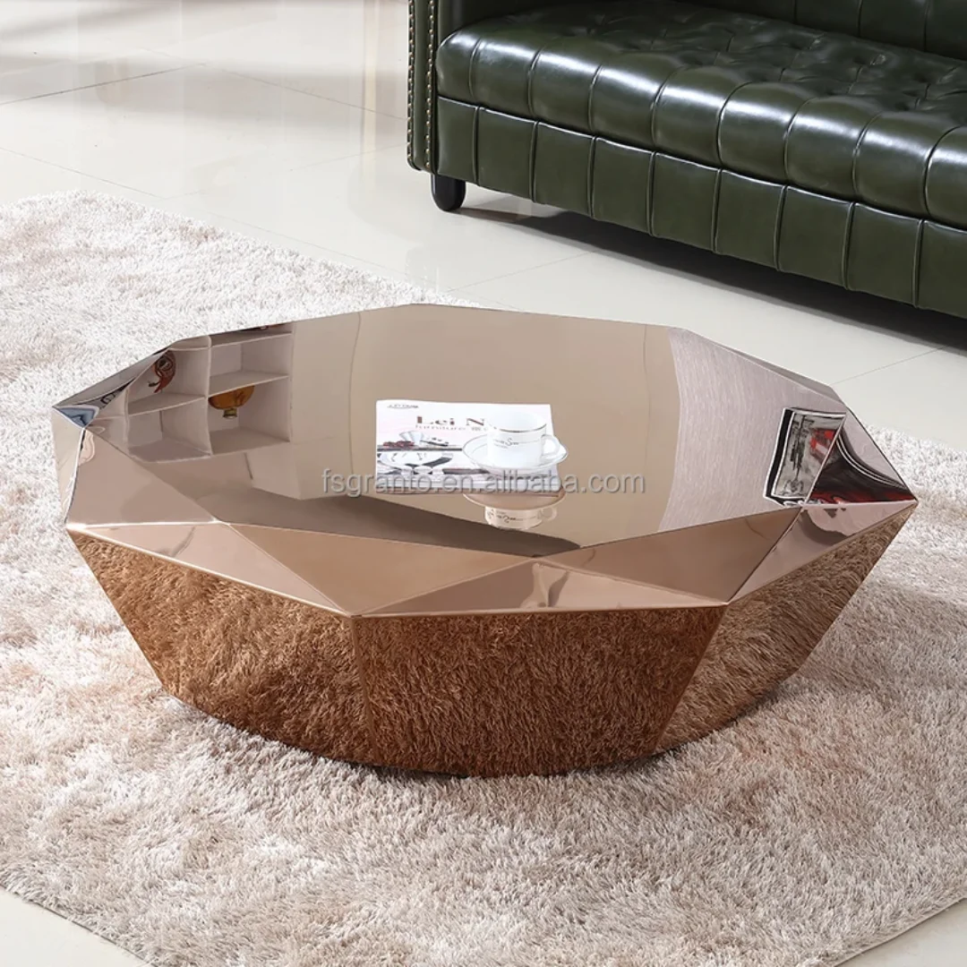 Best Master Diamond-Shaped Stainless Steel Coffee Table – Gold Finish | Luxury Modern Design - Image 1