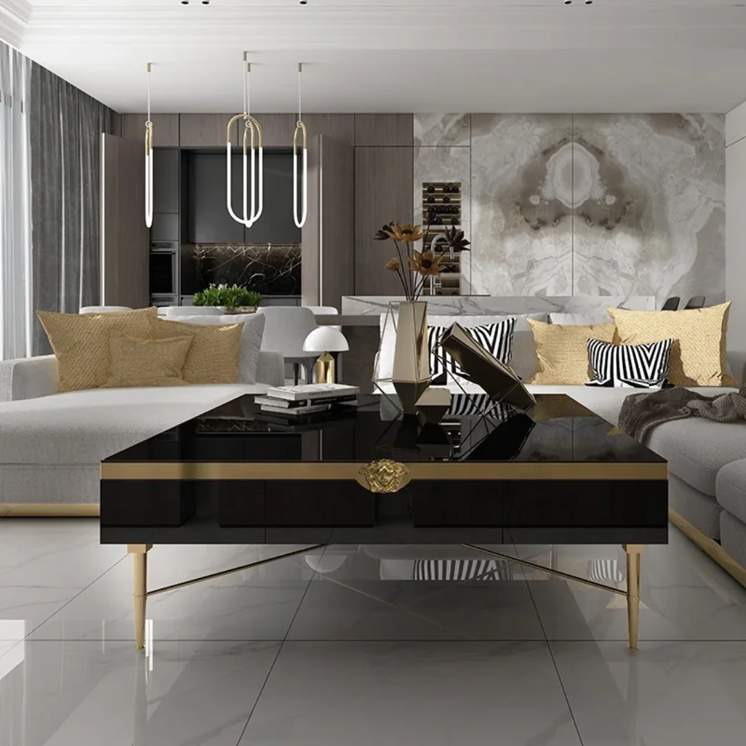 Jorge Luxury Gold Modern Metal Stainless Steel Coffee Table - Image 1