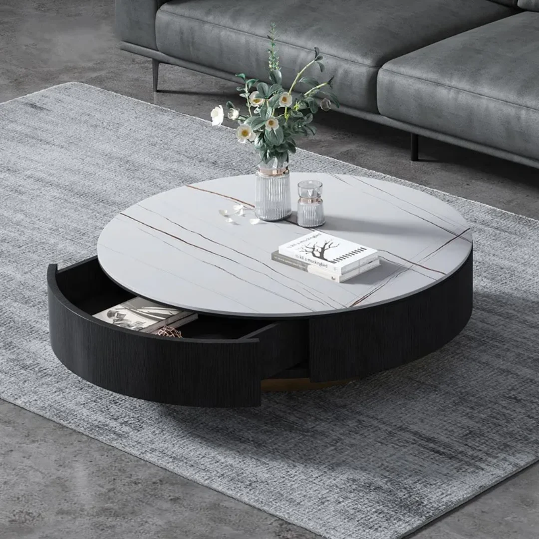 Cuddy Modern round center table Marble Coffee table two pieces - Image 3