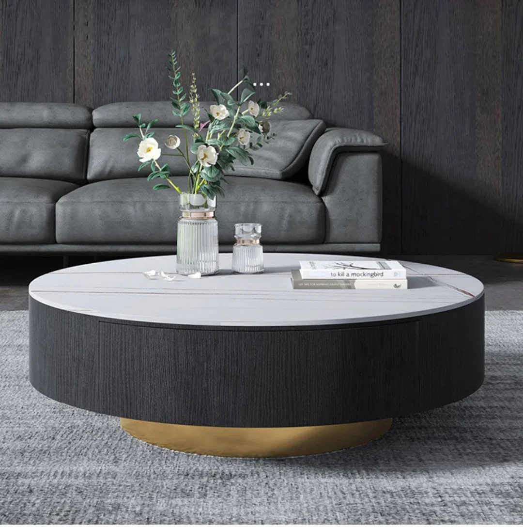 Cuddy Modern round center table Marble Coffee table two pieces - Image 2