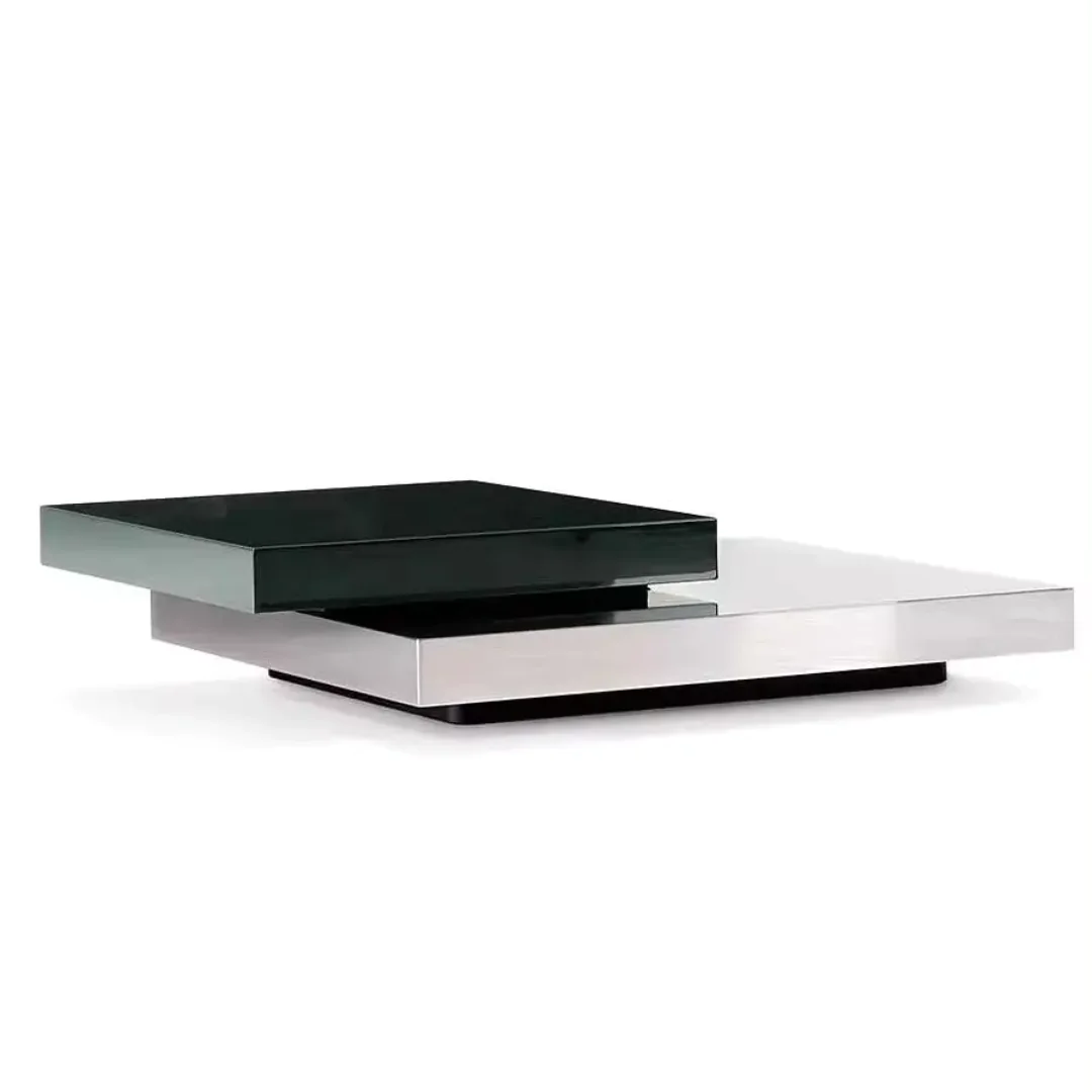 Master Modern Gold Square Coffee Table with Glass Top - Image 5