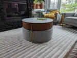 Crosby Marble Top Side Table In White & Gold Colour Coffee Table - Image 4