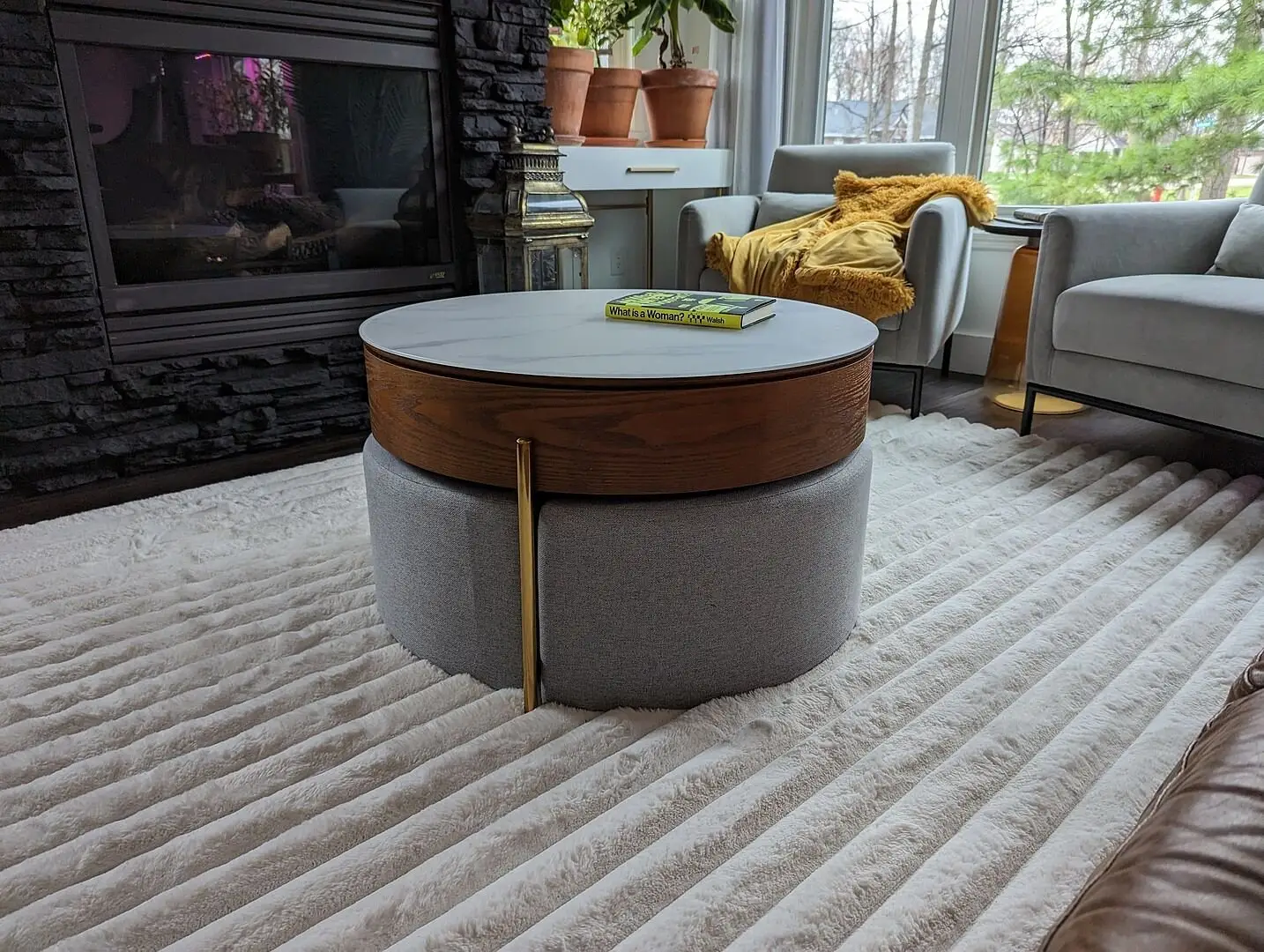 Crosby Marble Top Side Table In White & Gold Colour Coffee Table - Image 4