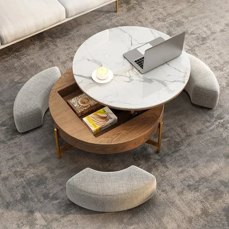 Crosby Marble Top Side Table In White & Gold Colour Coffee Table - Image 10