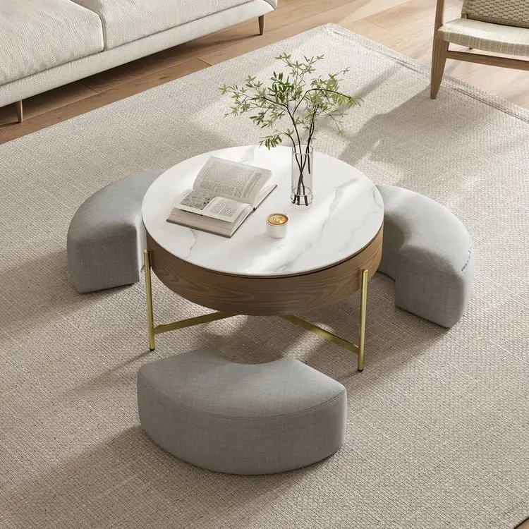 Crosby Marble Top Side Table In White & Gold Colour Coffee Table - Image 11