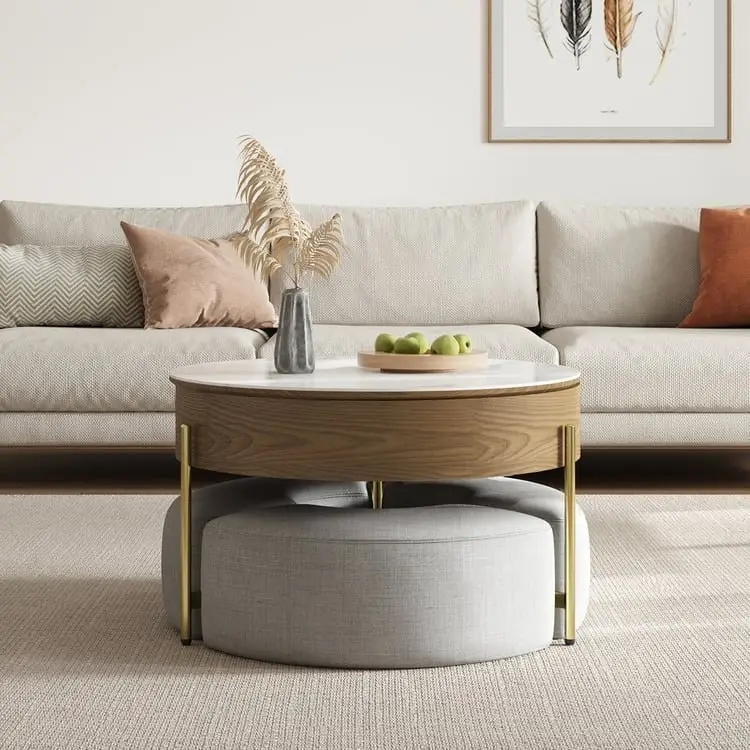 2025/05/1000171739.jpg Crosby Marble Top Side Table In White & Gold Colour Coffee Table - Image 1