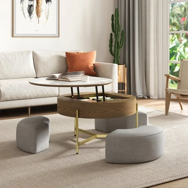 Crosby Marble Top Side Table In White & Gold Colour Coffee Table - Image 5