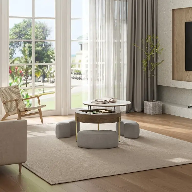 Crosby Marble Top Side Table In White & Gold Colour Coffee Table - Image 13