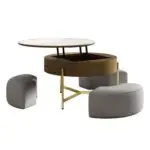 Crosby Marble Top Side Table In White & Gold Colour Coffee Table - Image 12