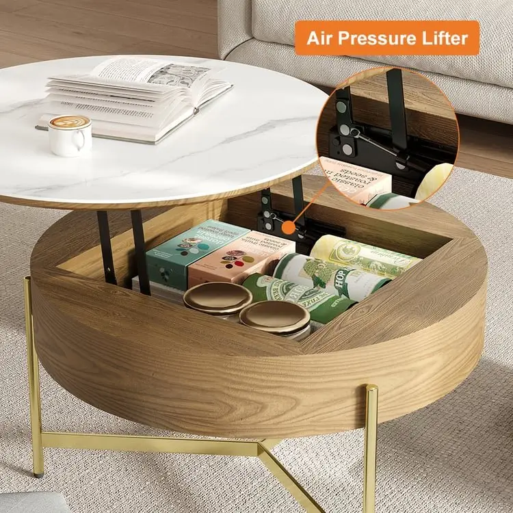 Crosby Marble Top Side Table In White & Gold Colour Coffee Table - Image 14