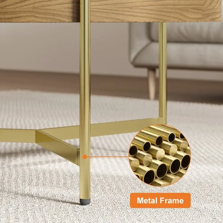 Crosby Marble Top Side Table In White & Gold Colour Coffee Table - Image 8