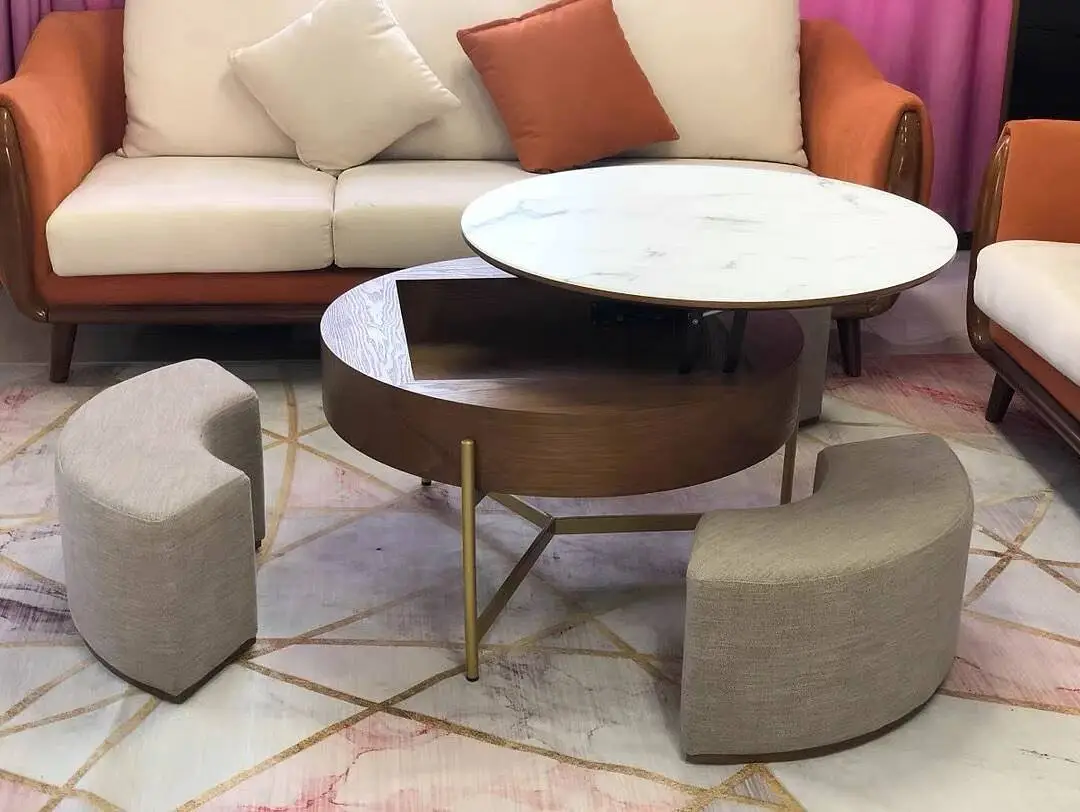 Crosby Marble Top Side Table In White & Gold Colour Coffee Table - Image 2