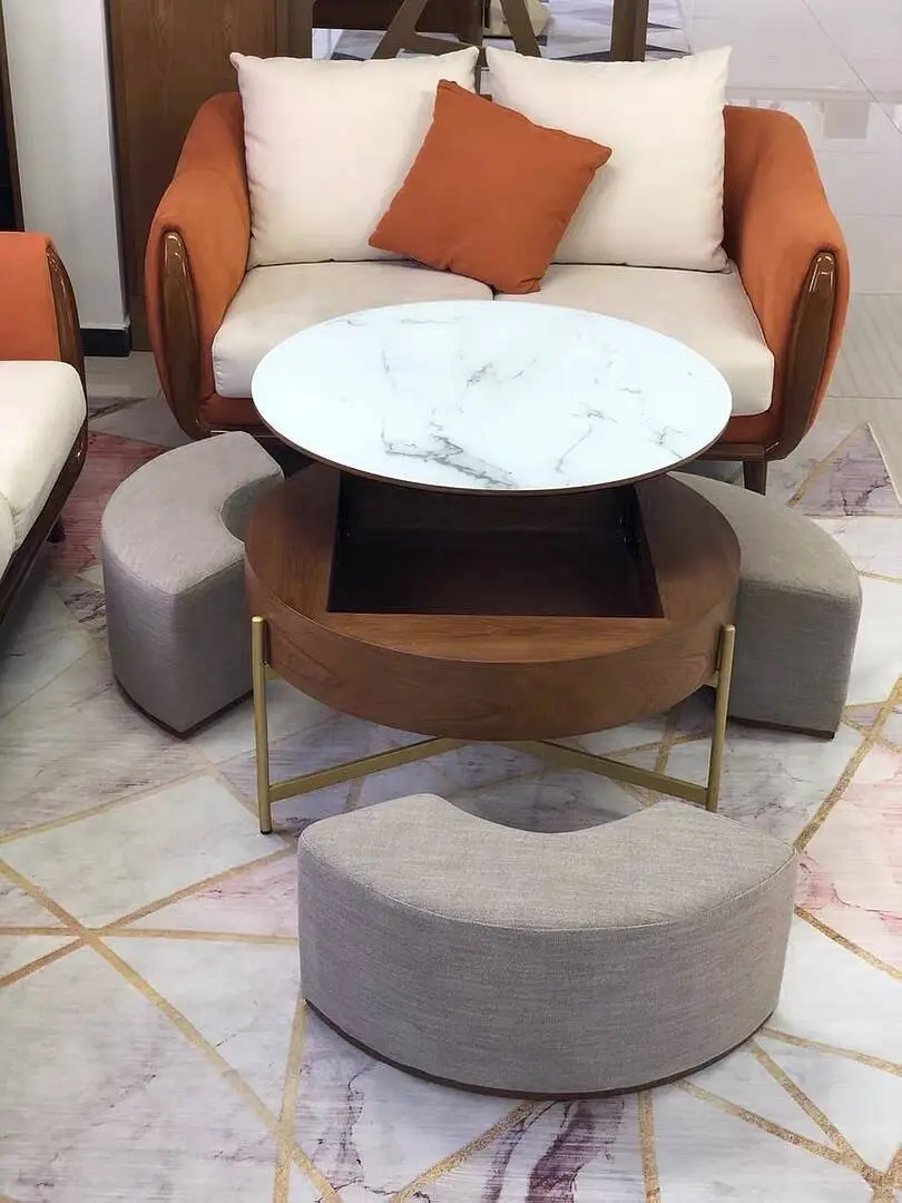Crosby Marble Top Side Table In White & Gold Colour Coffee Table - Image 6