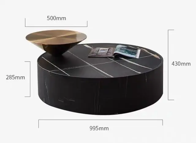 2025/05/1000172589.jpg Alps Stainless Steel And Faux Black Marble Top Coffee Table - Image 1