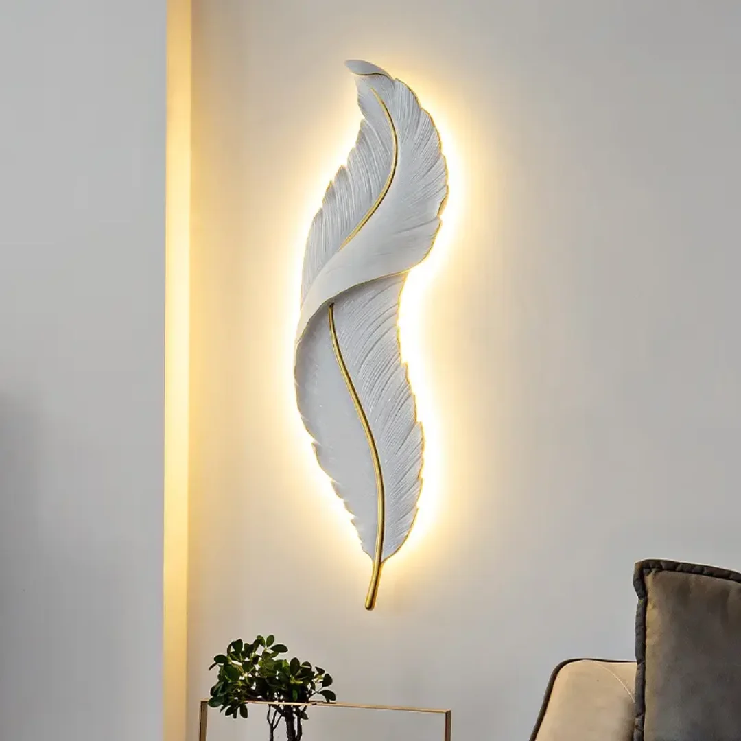 2025/05/1000173163.png Lighting Fixture metal Wall Lamp Modern Feather-shaped Wall Lamp - Image 1