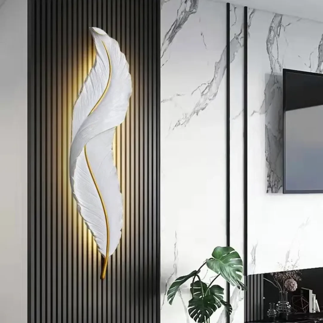 Lighting Fixture metal Wall Lamp Modern Feather-shaped Wall Lamp - Image 6