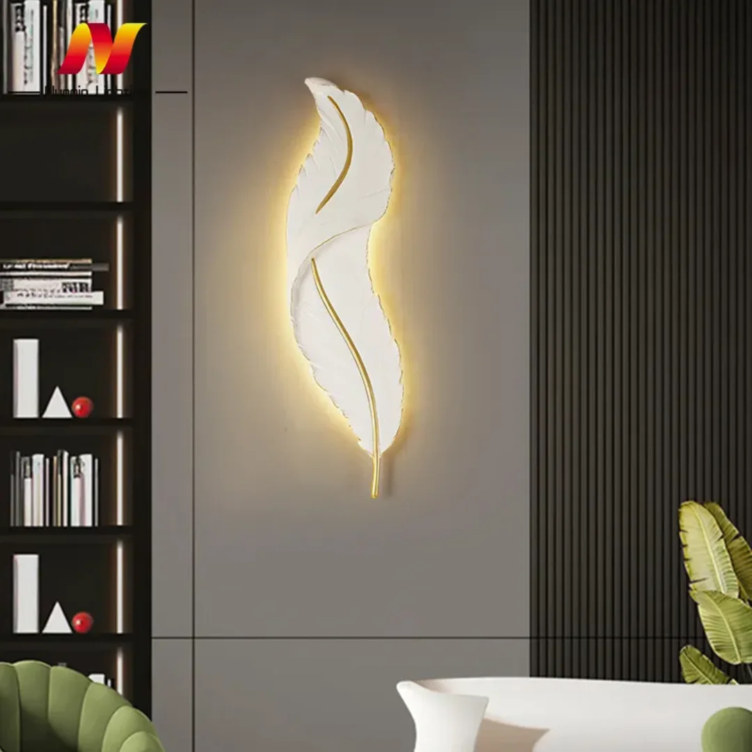 Lighting Fixture metal Wall Lamp Modern Feather-shaped Wall Lamp - Image 3