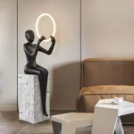 Figure Holding Ball Resin Large Sculpture Garden Ornaments Landscape Decoration Crafts Floor Lamp