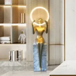 Figure Holding Ball Resin Large Sculpture Garden Ornaments Landscape Decoration Crafts Floor Lamp - Image 3