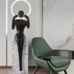 Figure Holding Ball Resin Large Sculpture Garden Ornaments Landscape Decoration Crafts Floor Lamp - Image 5