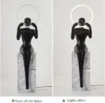Figure Holding Ball Resin Large Sculpture Garden Ornaments Landscape Decoration Crafts Floor Lamp - Image 8
