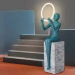 Figure Holding Ball Resin Large Sculpture Garden Ornaments Landscape Decoration Crafts Floor Lamp - Image 11