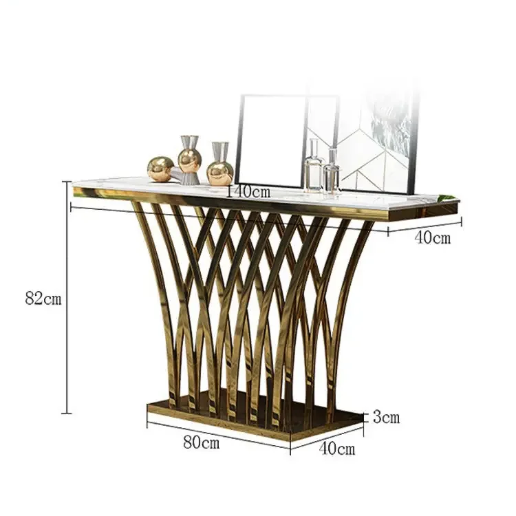 Luxury Modern Gold Metal Legs Console Table Home Furniture Hallway Marble Tabletop - Image 7