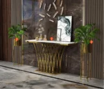 Luxury Modern Gold Metal Legs Console Table Home Furniture Hallway Marble Tabletop - Image 3