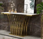 Luxury Modern Gold Metal Legs Console Table Home Furniture Hallway Marble Tabletop - Image 2