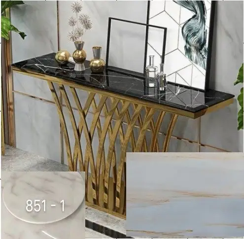 Luxury Modern Gold Metal Legs Console Table Home Furniture Hallway Marble Tabletop - Image 4