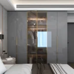 Crosby Organza Plus 4 Door Wardrobe with Drawer and 1 Hanging Space (Grey)4 Door, With Drawer, Without Mirror, 1 Hanging Area, Grey Customizable Wardrobe Stainless Steel Handles High Gloss Shutters and fittings - Image 4