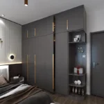 Crosby Organza Plus 4 Door Wardrobe with Drawer and 1 Hanging Space (Grey)4 Door, With Drawer, Without Mirror, 1 Hanging Area, Grey Customizable Wardrobe Stainless Steel Handles High Gloss Shutters and fittings
