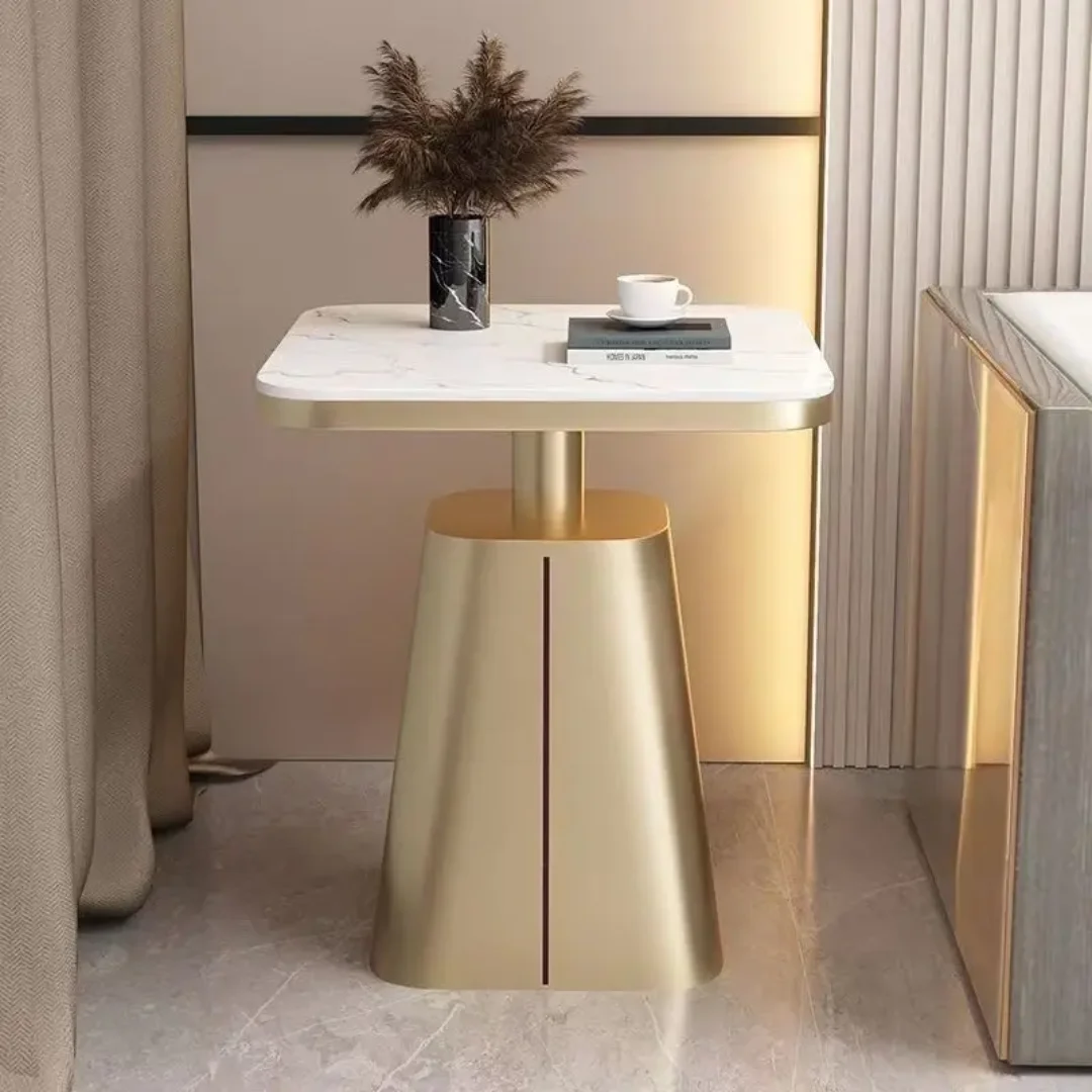 Dome Shaped Marble Slate and Stainless Steel End Table (pair) - Image 2