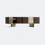 Eoin TV Unit | Modern TV Cabinet Marble SlateStainless Steel Base - Image 5