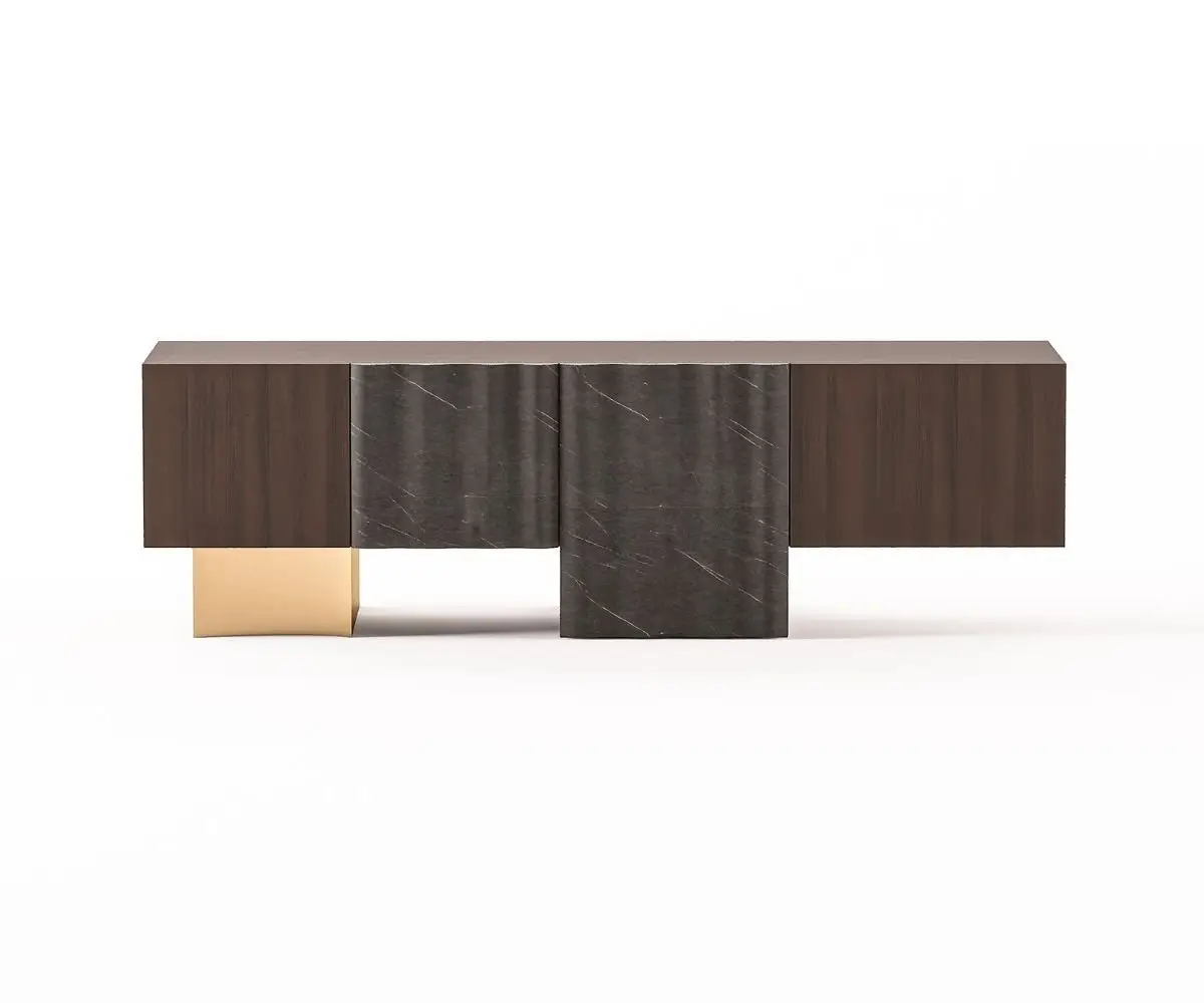 2025/12/1000339743.jpg Eoin TV Unit | Modern TV Cabinet Marble SlateStainless Steel Base - Image 1