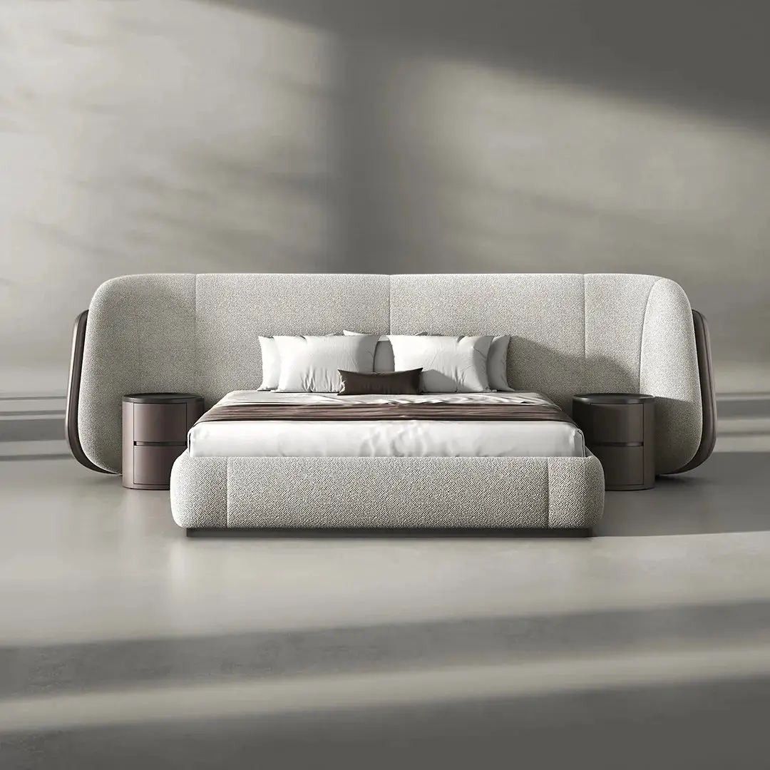 2025/12/1000340827.jpg Winston Modern Warm White Leather Upholstered Low Profile Platform Bed with Hydraulic - Image 1