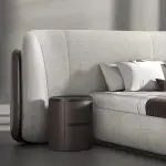 Winston Modern Warm White Leather Upholstered Low Profile Platform Bed with Hydraulic - Image 3