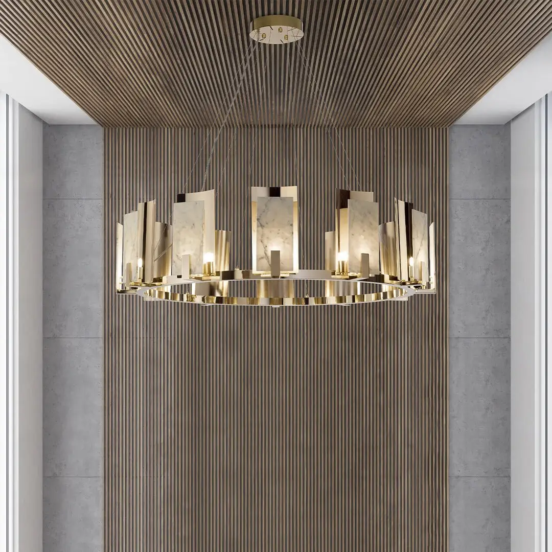 2025/12/1000344537-1.jpg Laura Luxury Chandelier With Small Marble plates - Image 1