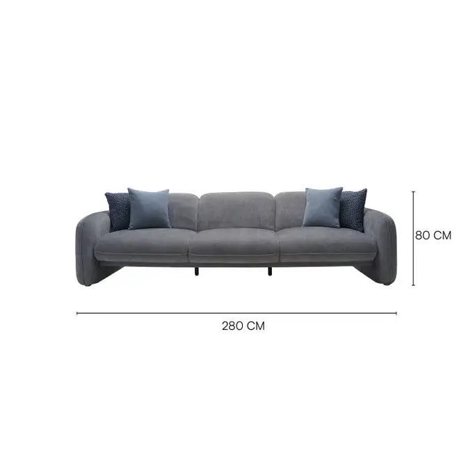 RDS Max Luxe Two-Tone Grey Polyester 3-seater Sofa - Image 3