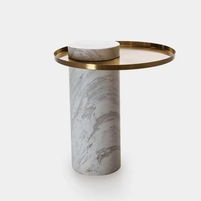 Elina Design simple style stainless steel marble top end table - Image 6