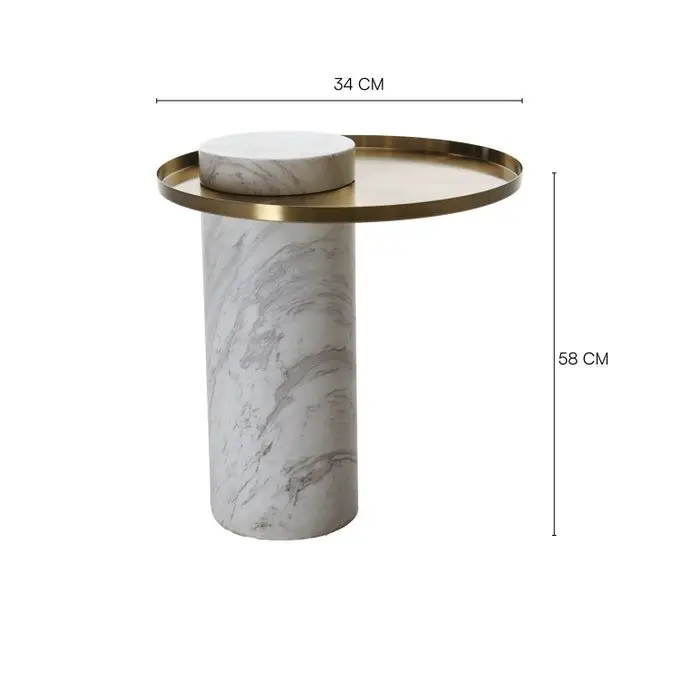 Elina Design simple style stainless steel marble top end table - Image 7