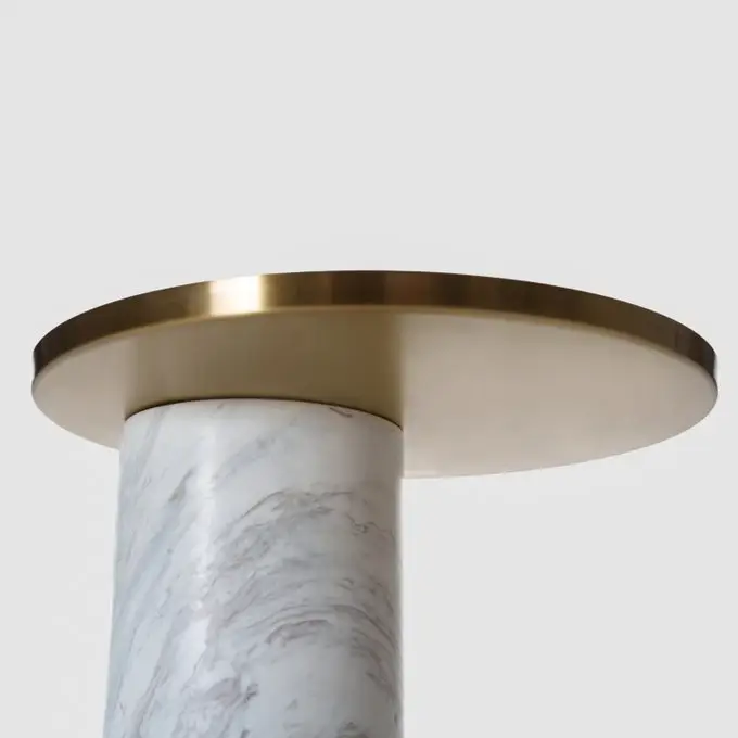 Elina Design simple style stainless steel marble top end table - Image 2