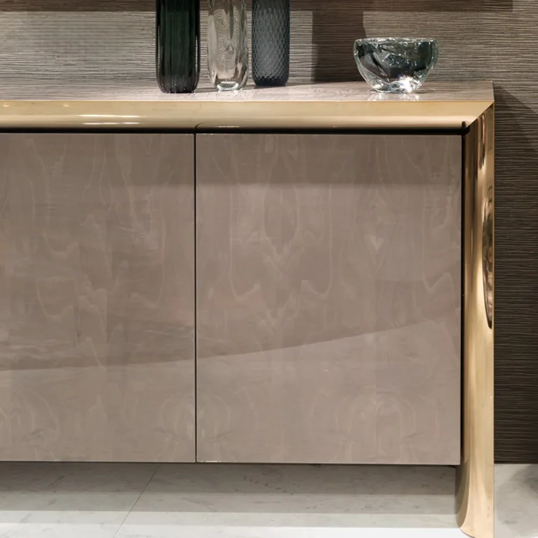 Azure Side Unit | Modern TV Cabinet Marble Slate Stainless Steel Base - Image 3