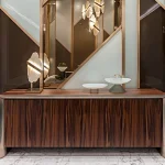 Azure Side Unit | Modern TV Cabinet Marble Slate Stainless Steel Base - Image 4