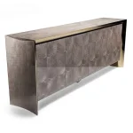 Azure Side Unit | Modern TV Cabinet Marble Slate Stainless Steel Base - Image 2