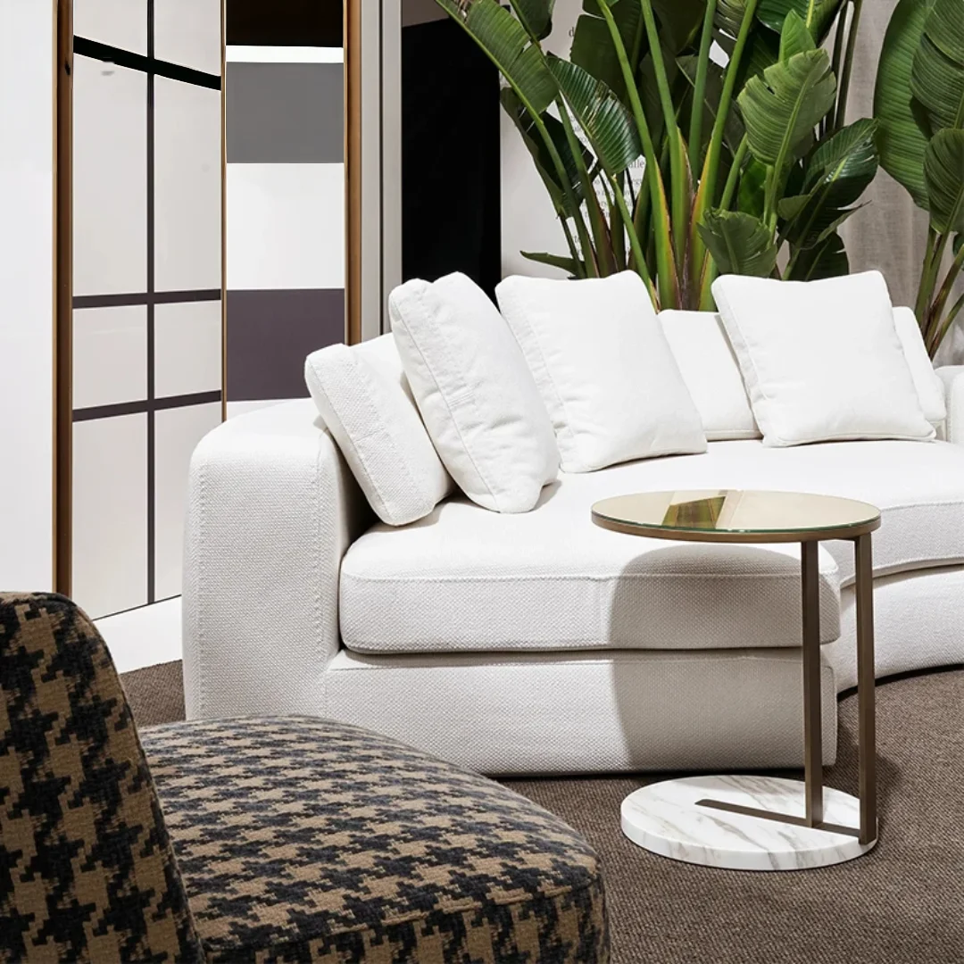 Spazio Gold & White Marble Side Table - Luxe Accent Perfection - Image 6