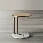 Spazio Gold & White Marble Side Table - Luxe Accent Perfection